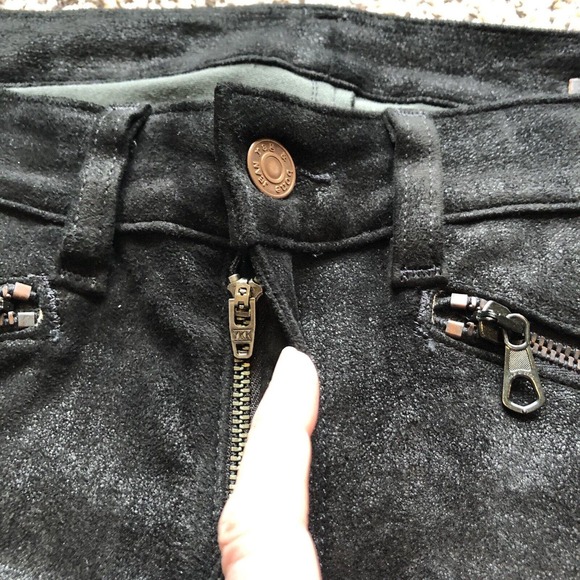 Rag & Bone Lamb Leather Jeans 26 Black Suede Zipper Pockets & Ankles Skinny - Picture 12 of 13